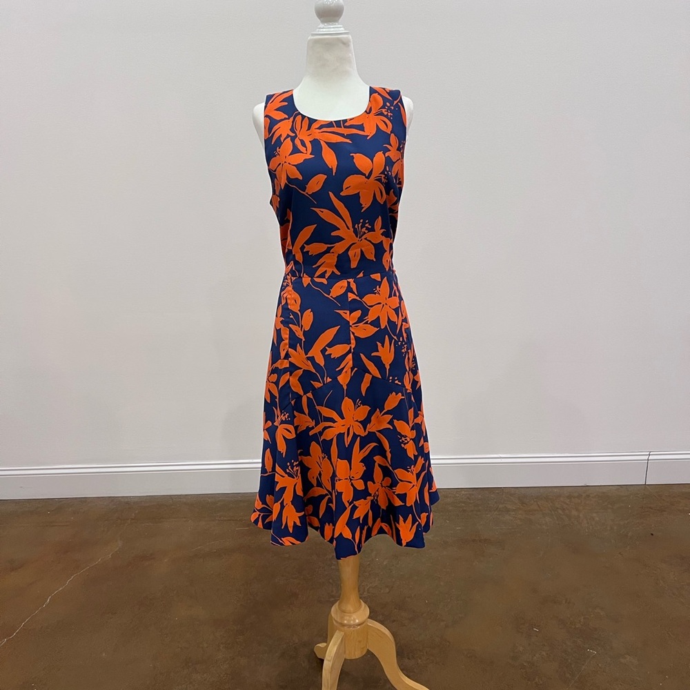 J. Crew Orange Floral Midi Dress
